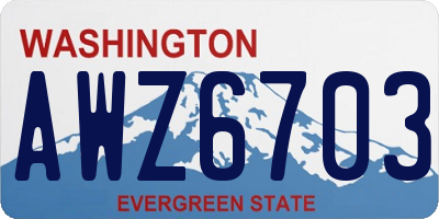 WA license plate AWZ6703