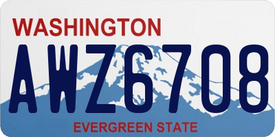 WA license plate AWZ6708