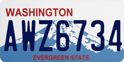WA license plate AWZ6734