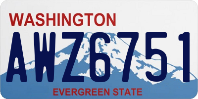 WA license plate AWZ6751