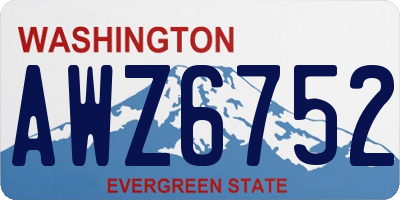 WA license plate AWZ6752