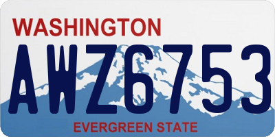 WA license plate AWZ6753