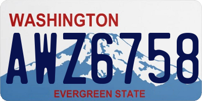 WA license plate AWZ6758