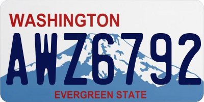 WA license plate AWZ6792