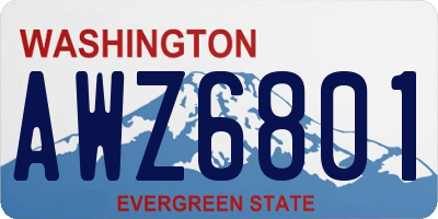 WA license plate AWZ6801