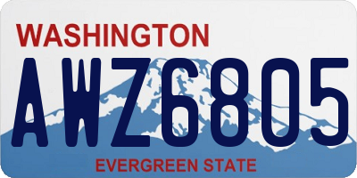 WA license plate AWZ6805