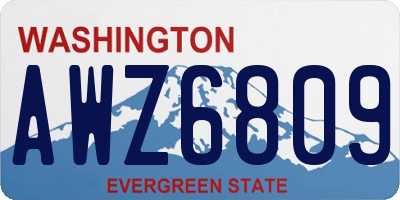 WA license plate AWZ6809