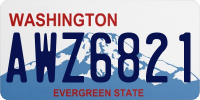 WA license plate AWZ6821