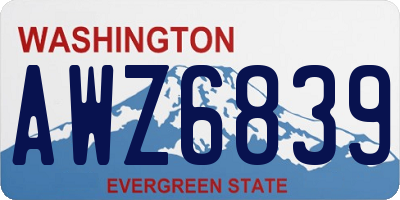 WA license plate AWZ6839