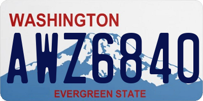 WA license plate AWZ6840