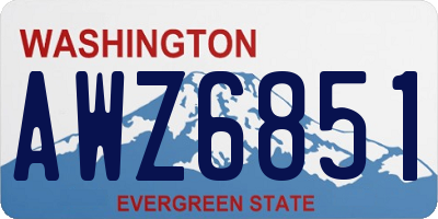 WA license plate AWZ6851