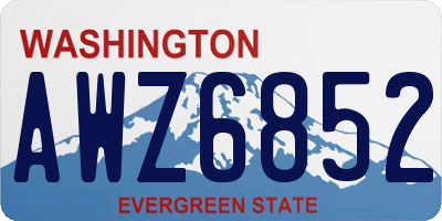 WA license plate AWZ6852
