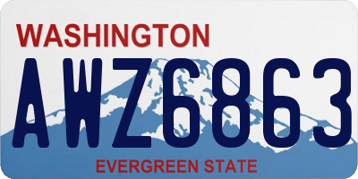 WA license plate AWZ6863