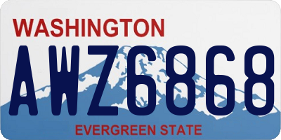 WA license plate AWZ6868