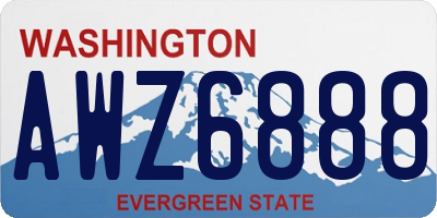WA license plate AWZ6888
