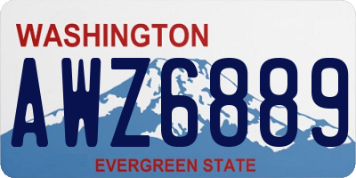 WA license plate AWZ6889