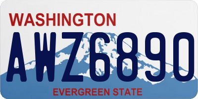 WA license plate AWZ6890