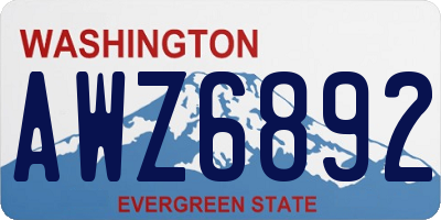 WA license plate AWZ6892