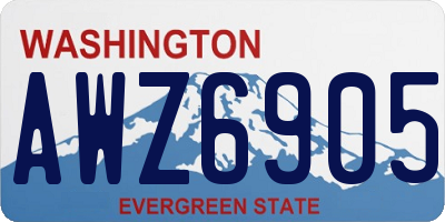 WA license plate AWZ6905
