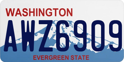 WA license plate AWZ6909