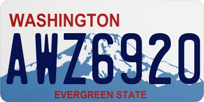WA license plate AWZ6920