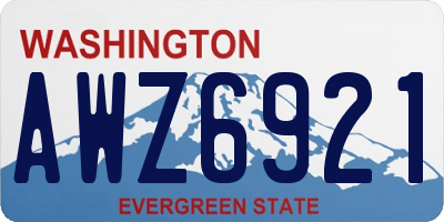 WA license plate AWZ6921