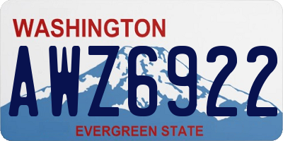 WA license plate AWZ6922