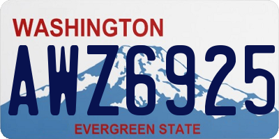 WA license plate AWZ6925