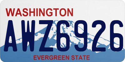 WA license plate AWZ6926