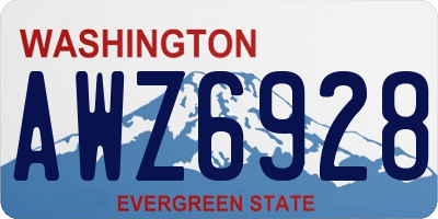 WA license plate AWZ6928