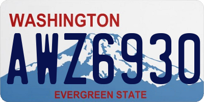 WA license plate AWZ6930