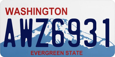 WA license plate AWZ6931
