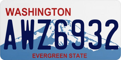 WA license plate AWZ6932