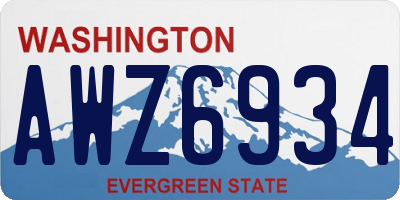 WA license plate AWZ6934