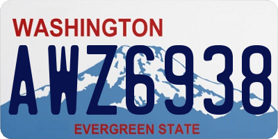 WA license plate AWZ6938