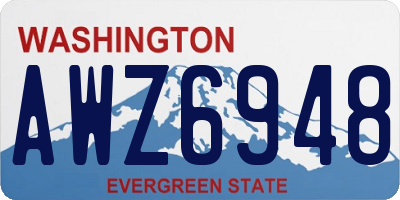WA license plate AWZ6948