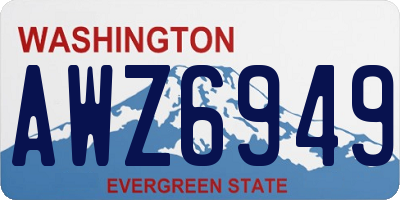 WA license plate AWZ6949