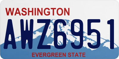 WA license plate AWZ6951