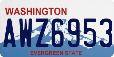 WA license plate AWZ6953