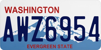WA license plate AWZ6954