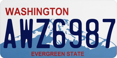 WA license plate AWZ6987