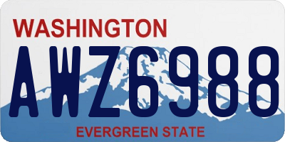 WA license plate AWZ6988