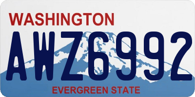 WA license plate AWZ6992