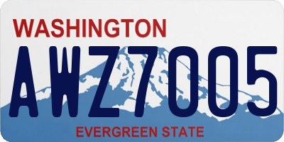 WA license plate AWZ7005