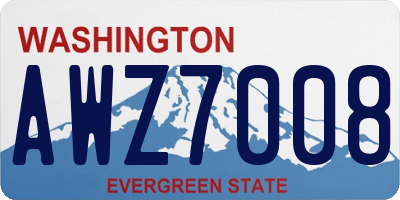 WA license plate AWZ7008