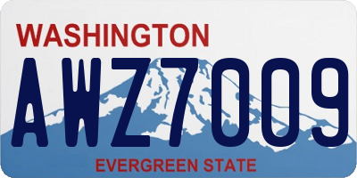 WA license plate AWZ7009