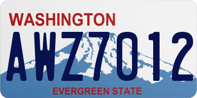 WA license plate AWZ7012