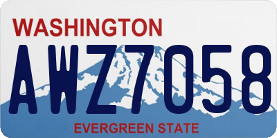 WA license plate AWZ7058