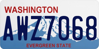 WA license plate AWZ7068