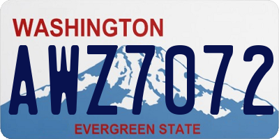WA license plate AWZ7072